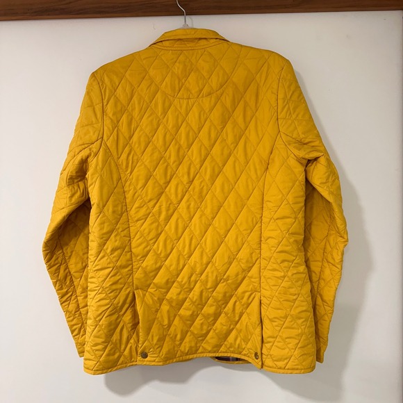 Lands' End Quilted Barn Jacket Women Size S 6-8 Yellow Plaid Lined | Preppy - Picture 3 of 9